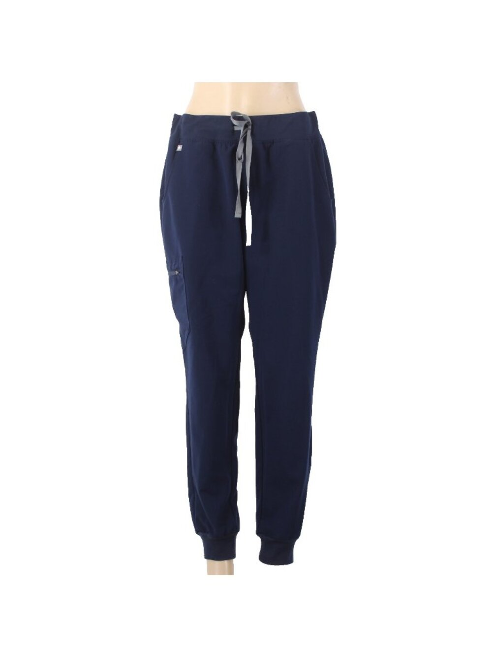 Figs Scrub Pant Sz L x 29 Navy Blue Gray Drawstring Pockets Polyester Spandex